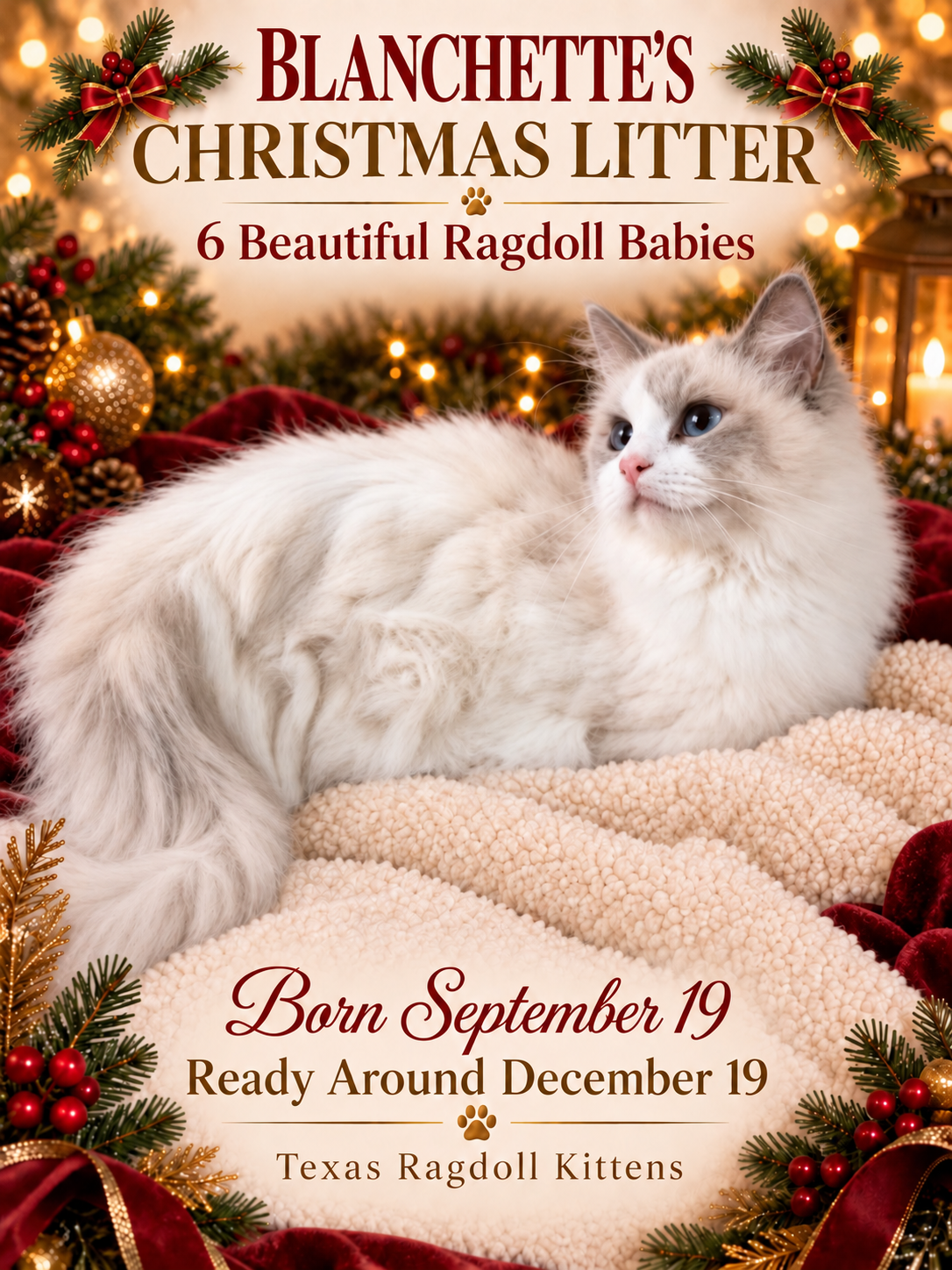 Reserve a Christmas Ragdoll Kitten | $200 Waitlist Deposit