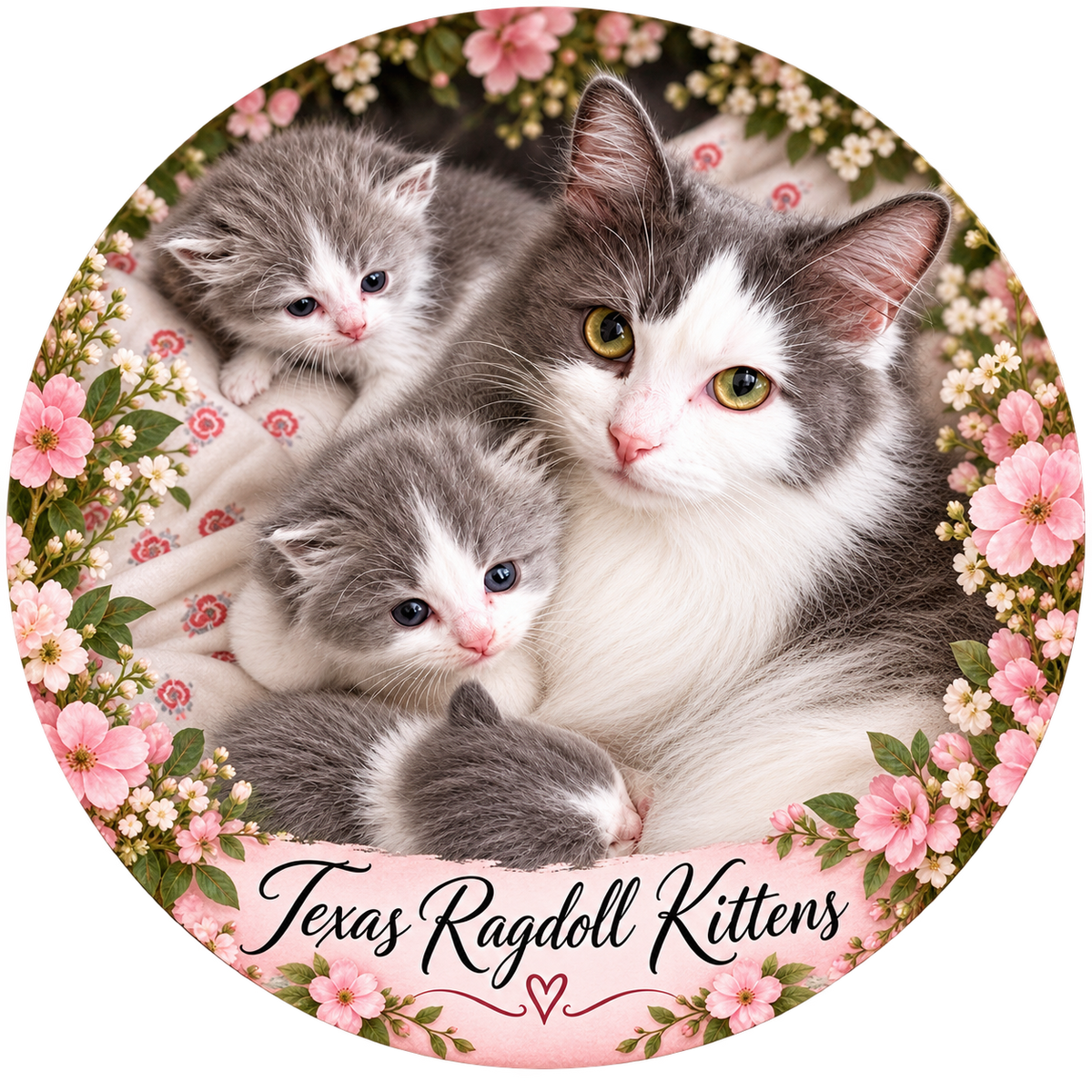 Selma and Her Babies Ragdoll Cat Sticker