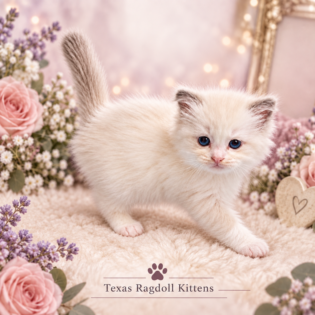 Floral White Ragdoll Kitten Mouse Pad | Texas Ragdoll Kittens