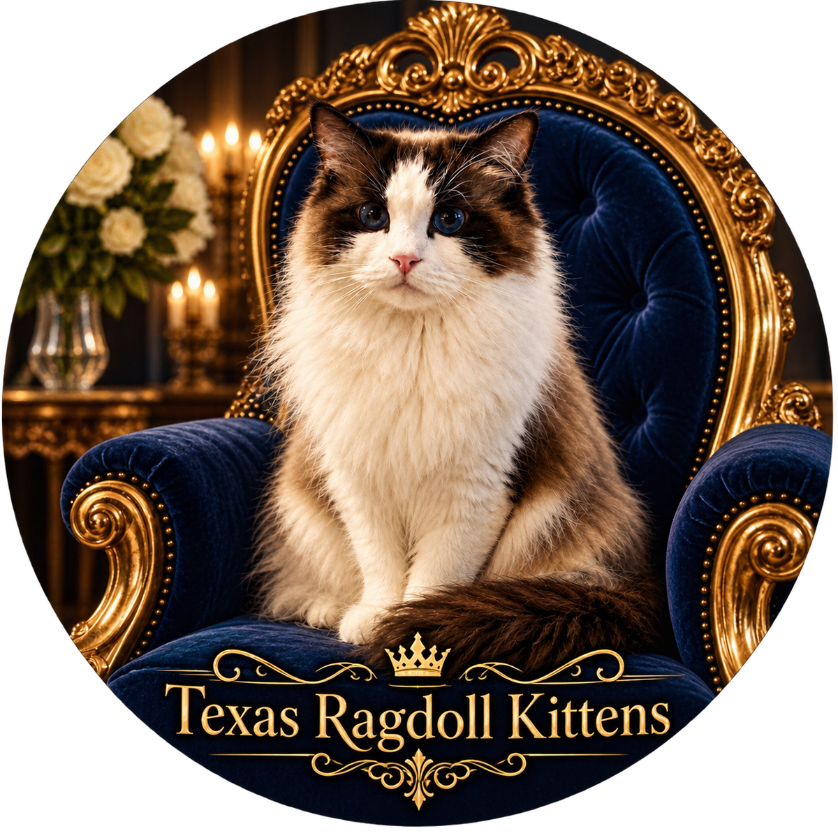 Regal Antonio Ragdoll Cat Die-Cut Sticker | Texas Ragdoll Kittens