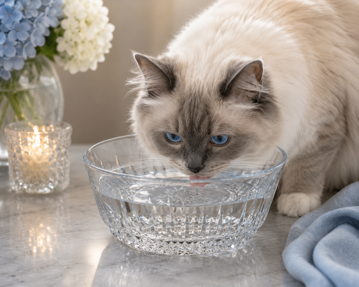 The Last Water Bowl You'll Ever Need — Crystal Glass Cat Bowl