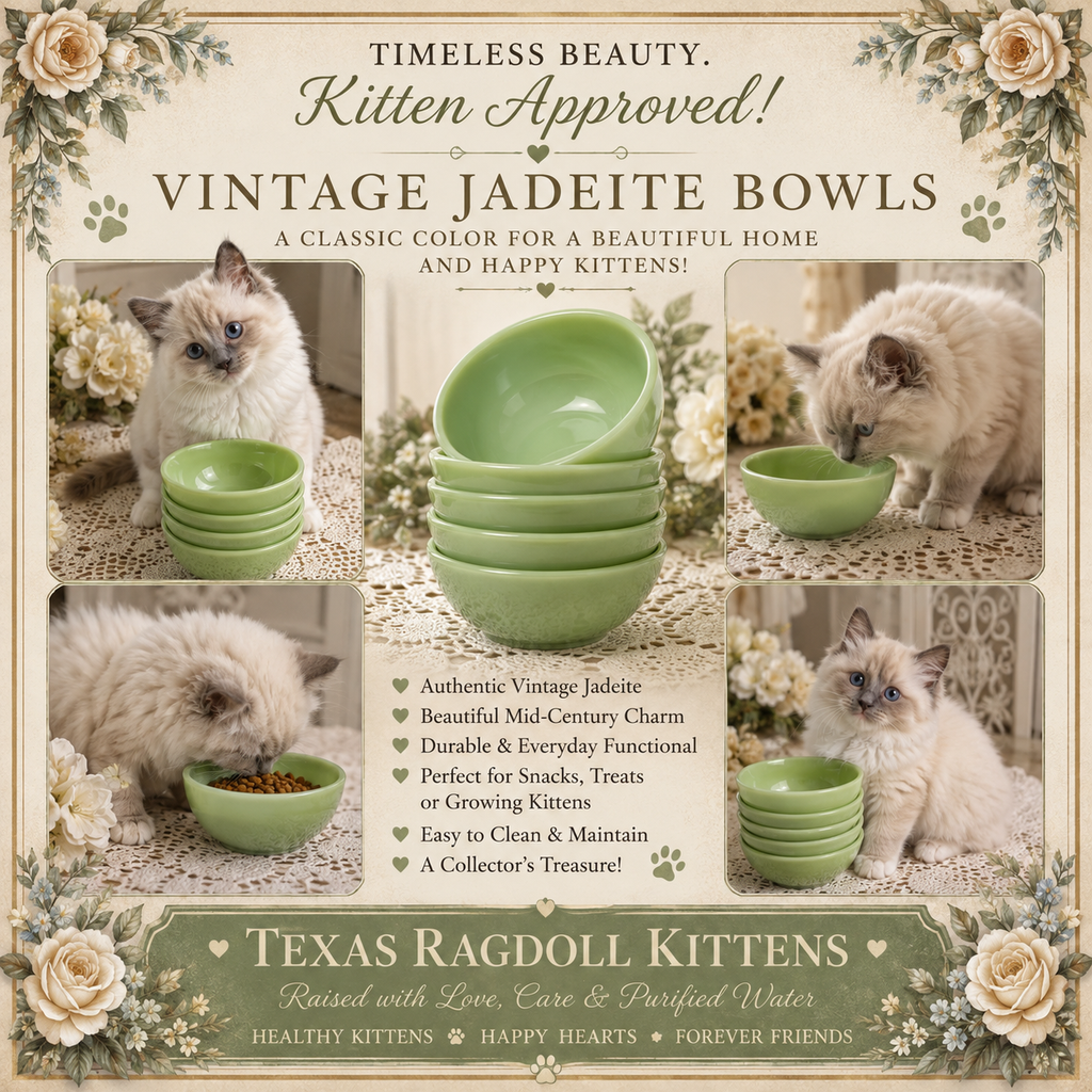 Jadite cat bowls